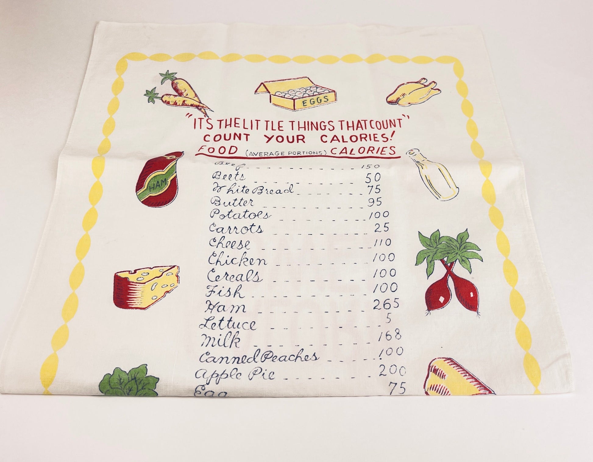 Product image for 'vintage calorie counting tea towel excellent kitchen gag gift' (view 41b41d)