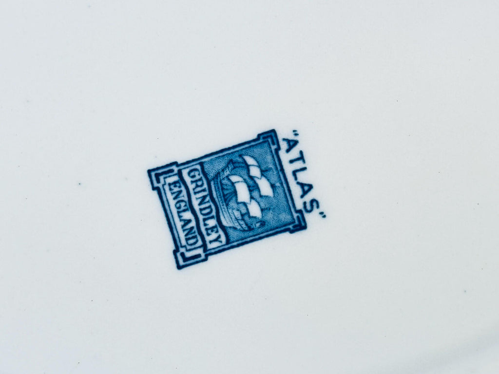 Product image for 'vintage antique blue white floral oval serving platter atlas grindley england' (view 785a36)