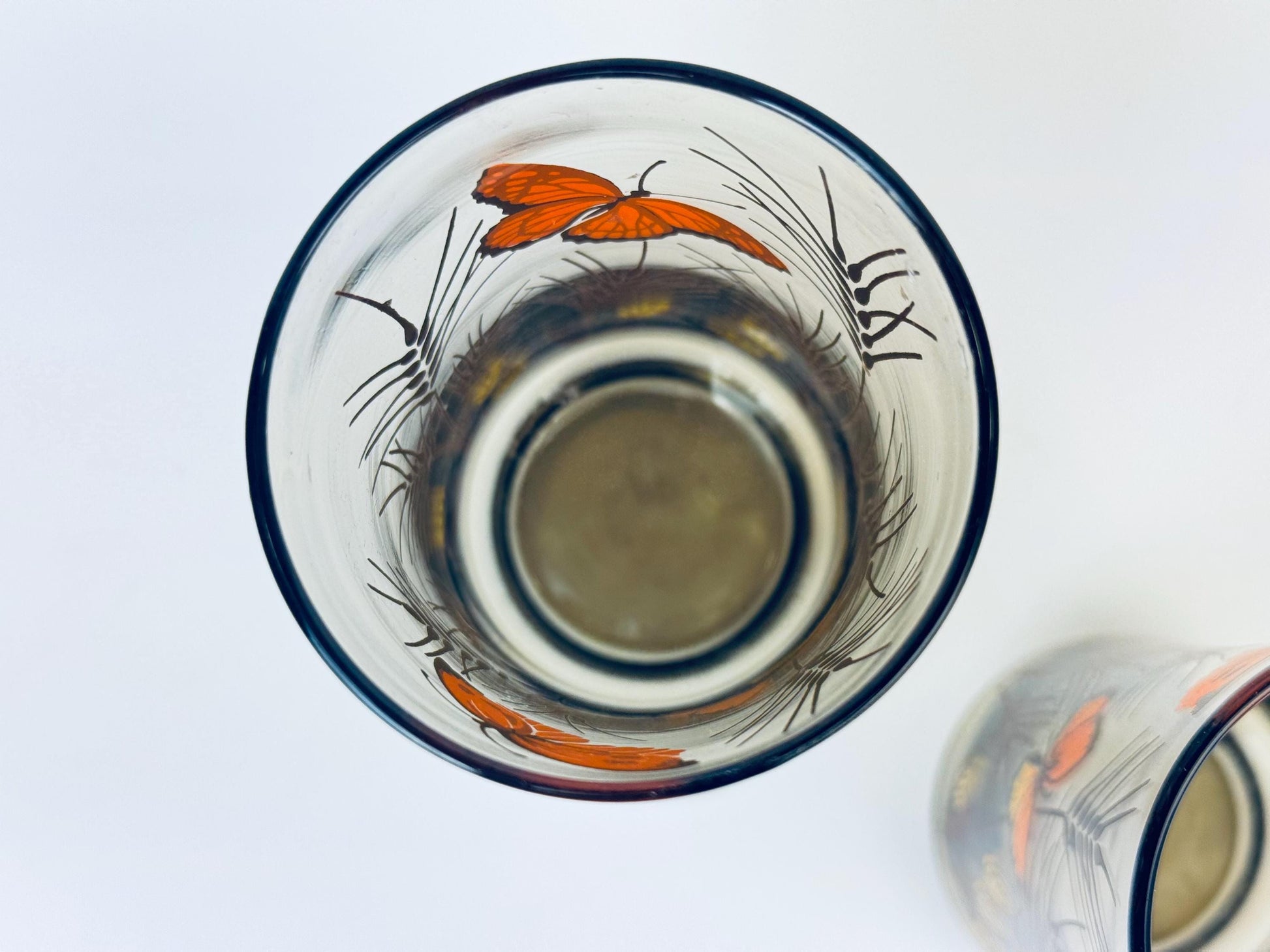 Product image for 'vintage libbey monarch butterfly wheat stalk glasses smokey brown set of two 2' (view 4a6d3f)