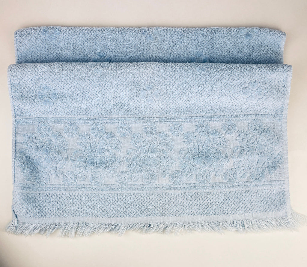 Product image for 'vintage blue textured floral fringe rectangular bath towels cotton polyester blend made in canada sold separately' (view 5ad361)