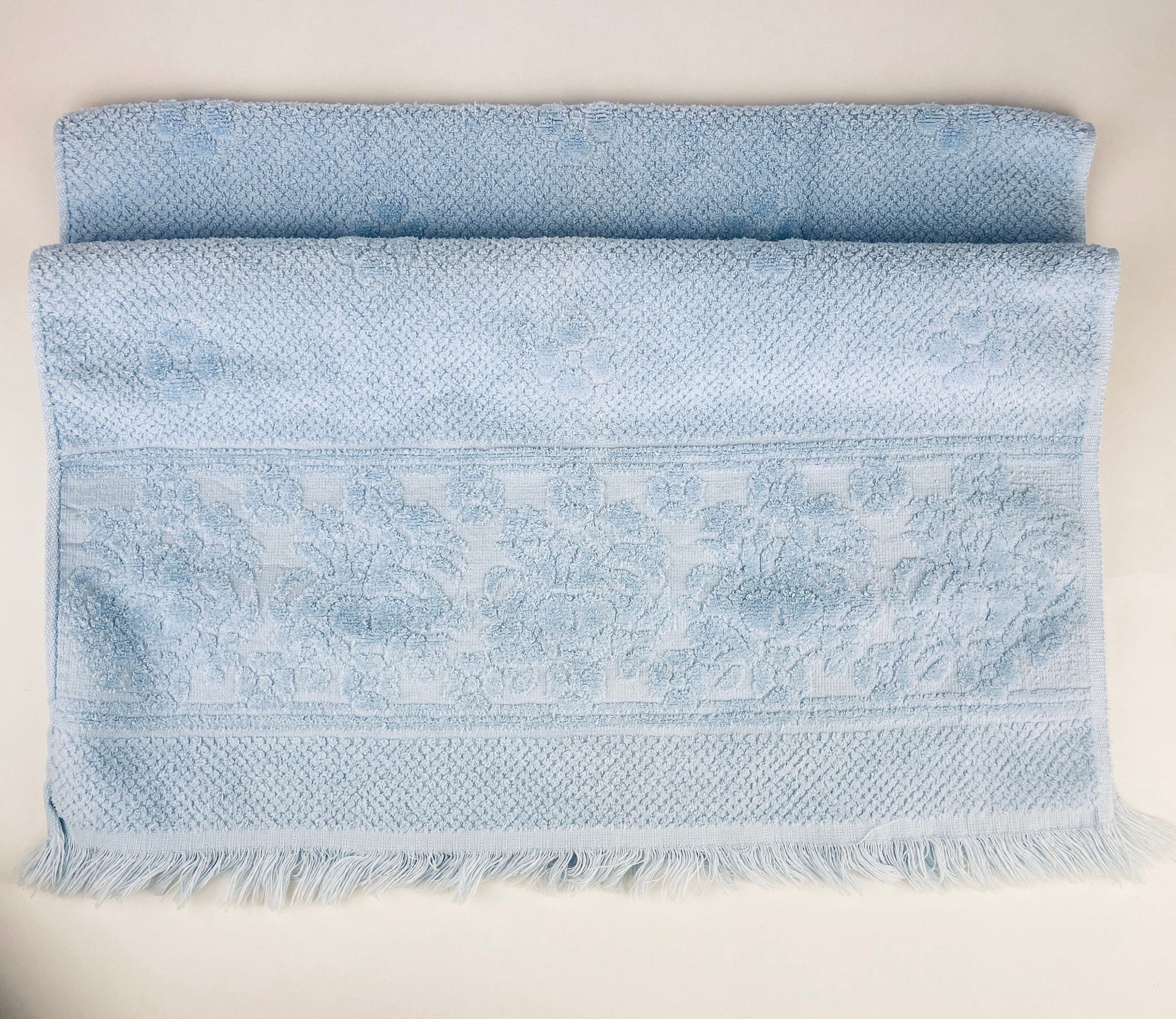 Product image for 'vintage blue textured floral fringe rectangular bath towels cotton polyester blend made in canada sold separately' (view 5ad361)