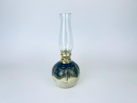 Product image for 'vintage small round stoneware hurricane chamber oil lamp made in canada' (view 9cde3d)