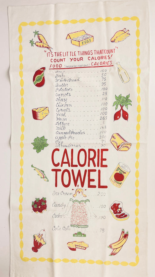 Product image for 'vintage calorie counting tea towel excellent kitchen gag gift' (view 57ec6b)