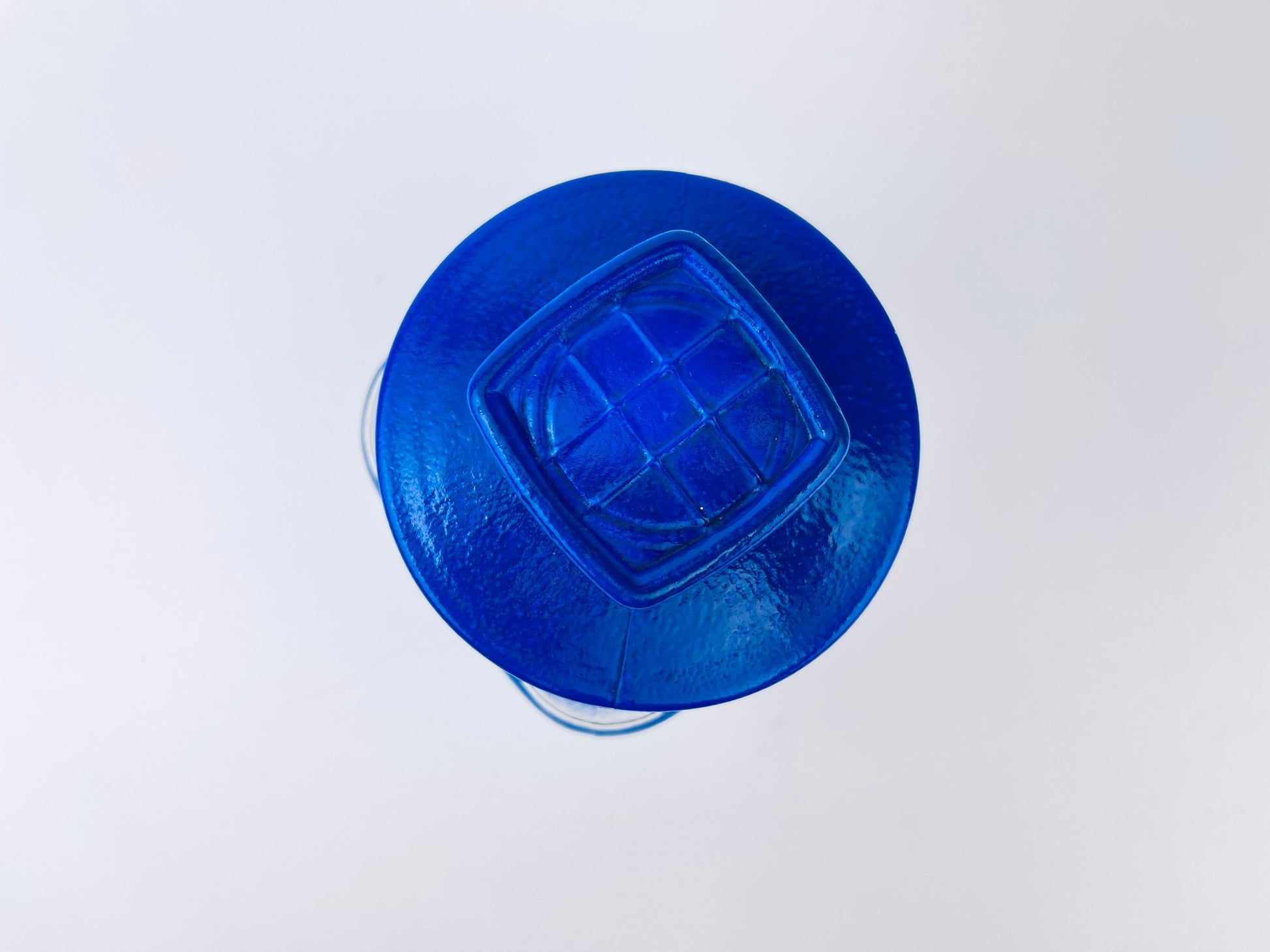 Product image for 'vintage 1980s blue striped glass jar with waffle lid airtight retro kitchen storage' (view aba17d)