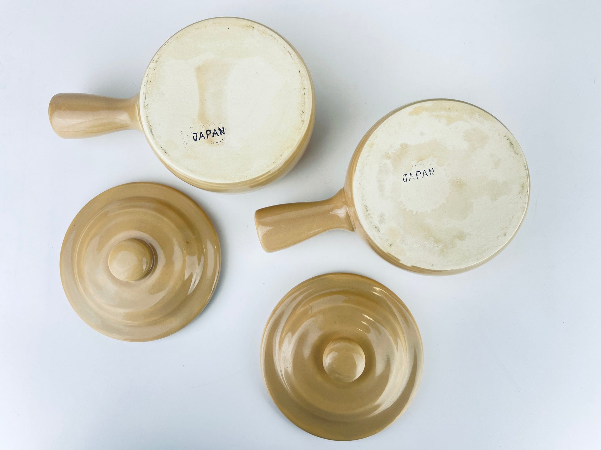 Product image for 'vintage beige ceramic handled soup bowls set of two 2 made in japan' (view 4c271a)