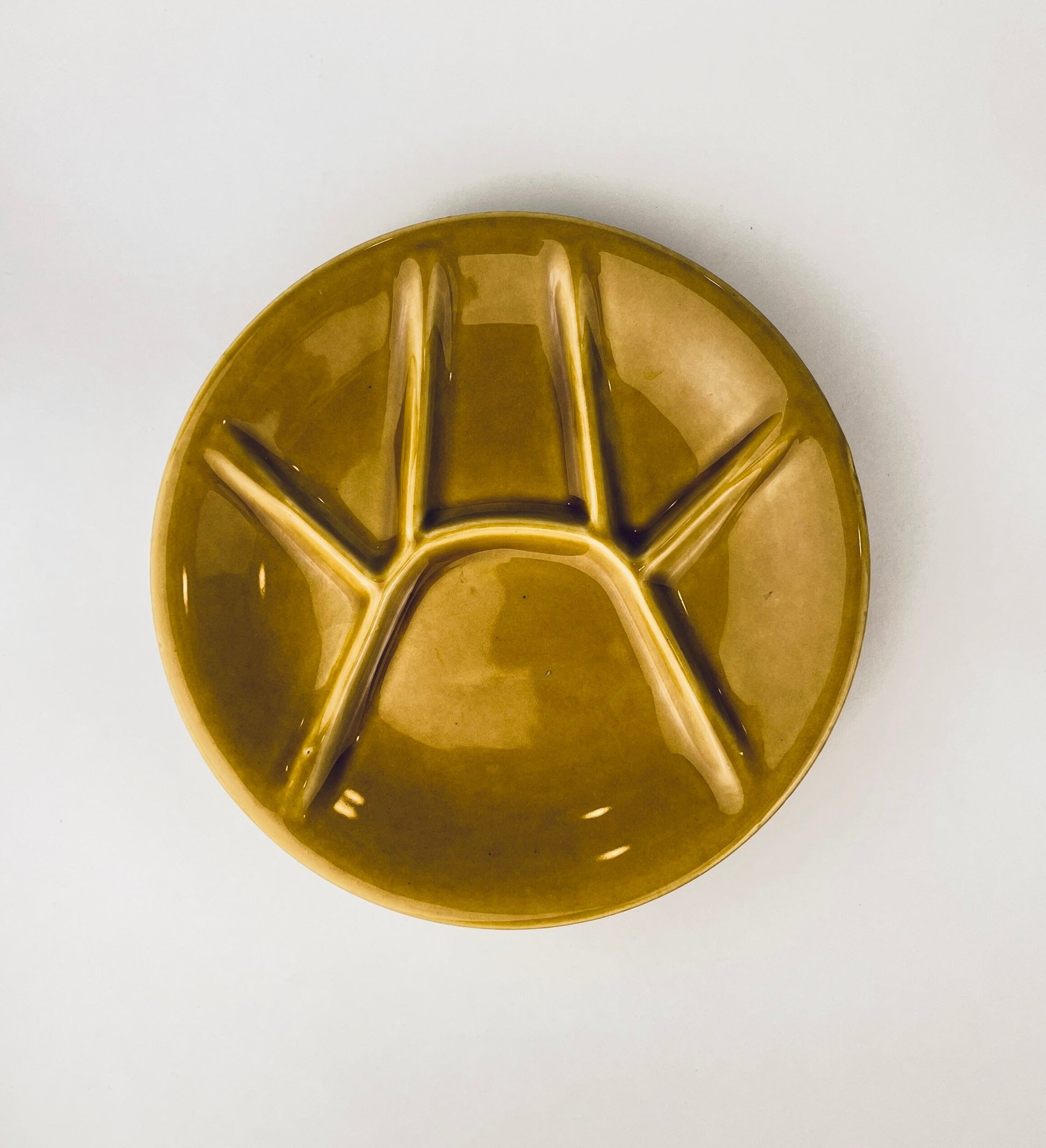 Product image for 'vintage keralux boch freres belgium ceramic fondue cheese sushi plates 9 set of 4 four honey coloured glazed' (view f86605)