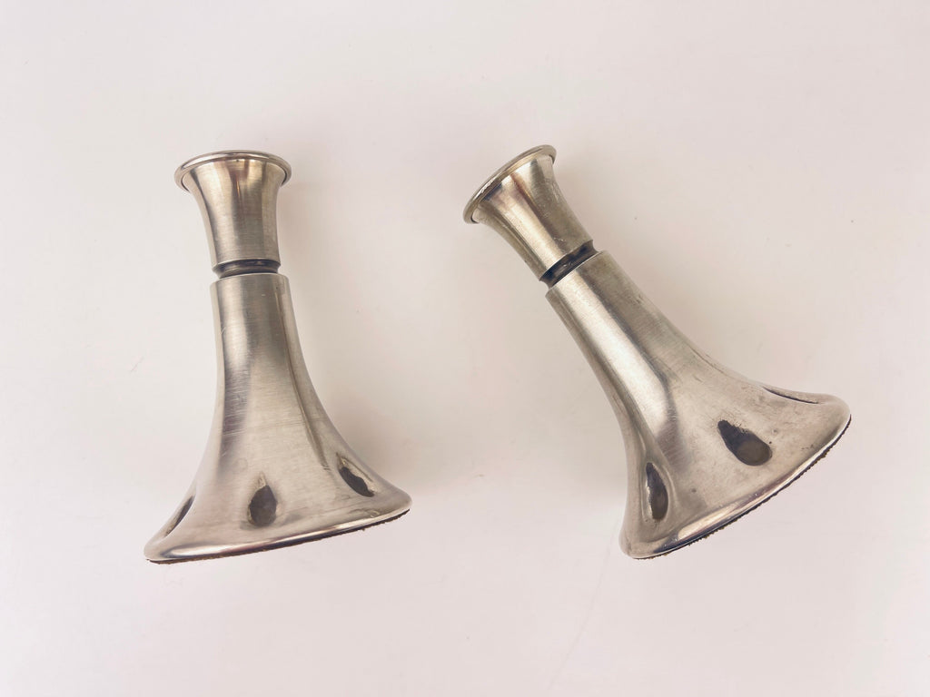 Product image for 'vintage pewter silver candle stick holders set of two 2 made in norway by gullsmedservise' (view 00e097)