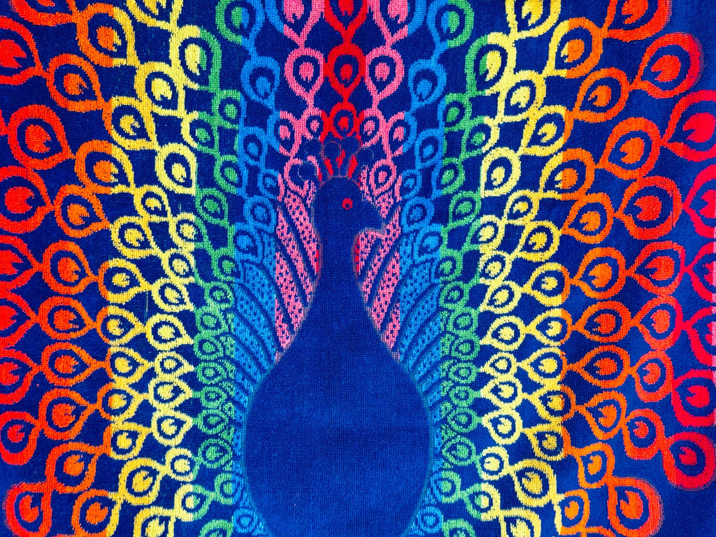 Product image for 'vintage oversized rainbow peacock beach shower towel 100 cotton' (view faf7c2)