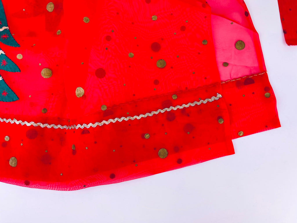 Product image for 'vintage decorative red gold polka dot christmas organza waist apron mcm christmas tree design' (view ca80b7)