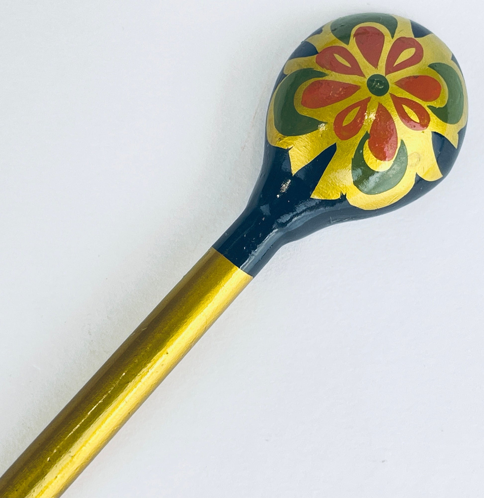 Product image for 'vintage hand painted artisan folk art soviet russia khokhloma wooden salad soup bowl spoon set made in the ussr flower scene pattern' (view 6da1ba)