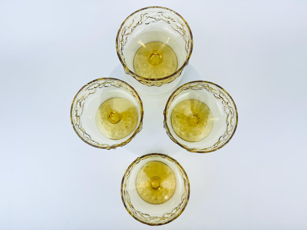 Product image for 'vintage amber anchor hocking crinkle lido milano footed sherbet glasses set of four 4' (view 2debc0)