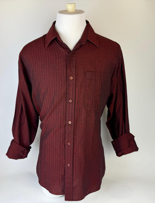 Product image for 'vintage international i n c concepts long sleeve button up textured red shirt size large l made in korea' (view e35564)