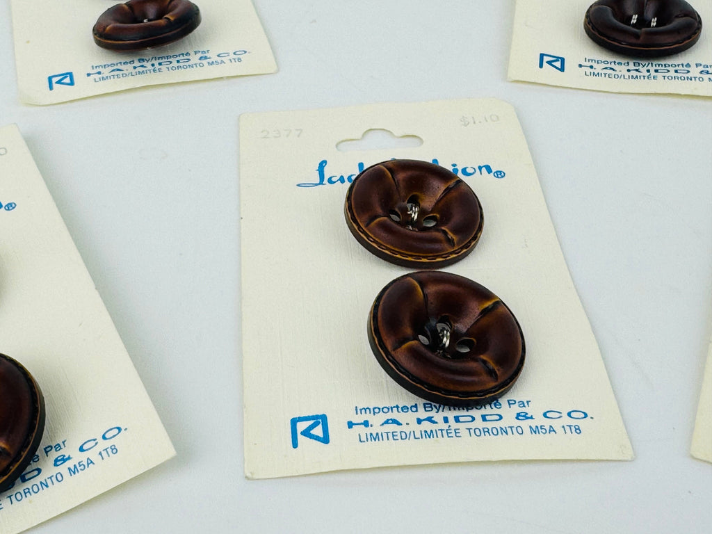 Product image for 'vintage lady fashion brown leather button packs packs sold separately' (view d9f2d2)