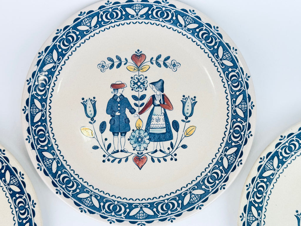 Vintage Staffordshire Old Granite Plate + Bowl - Hearts & Flowers Pattern - Johnson Bros - Made In England - Sold Individually