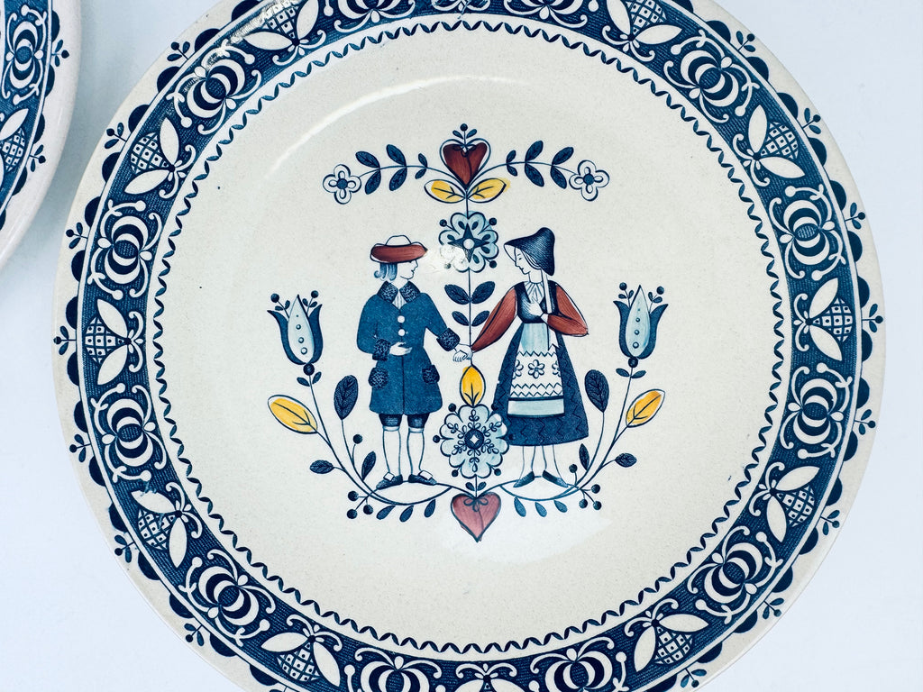 Vintage Staffordshire Old Granite Plate + Bowl - Hearts & Flowers Pattern - Johnson Bros - Made In England - Sold Individually