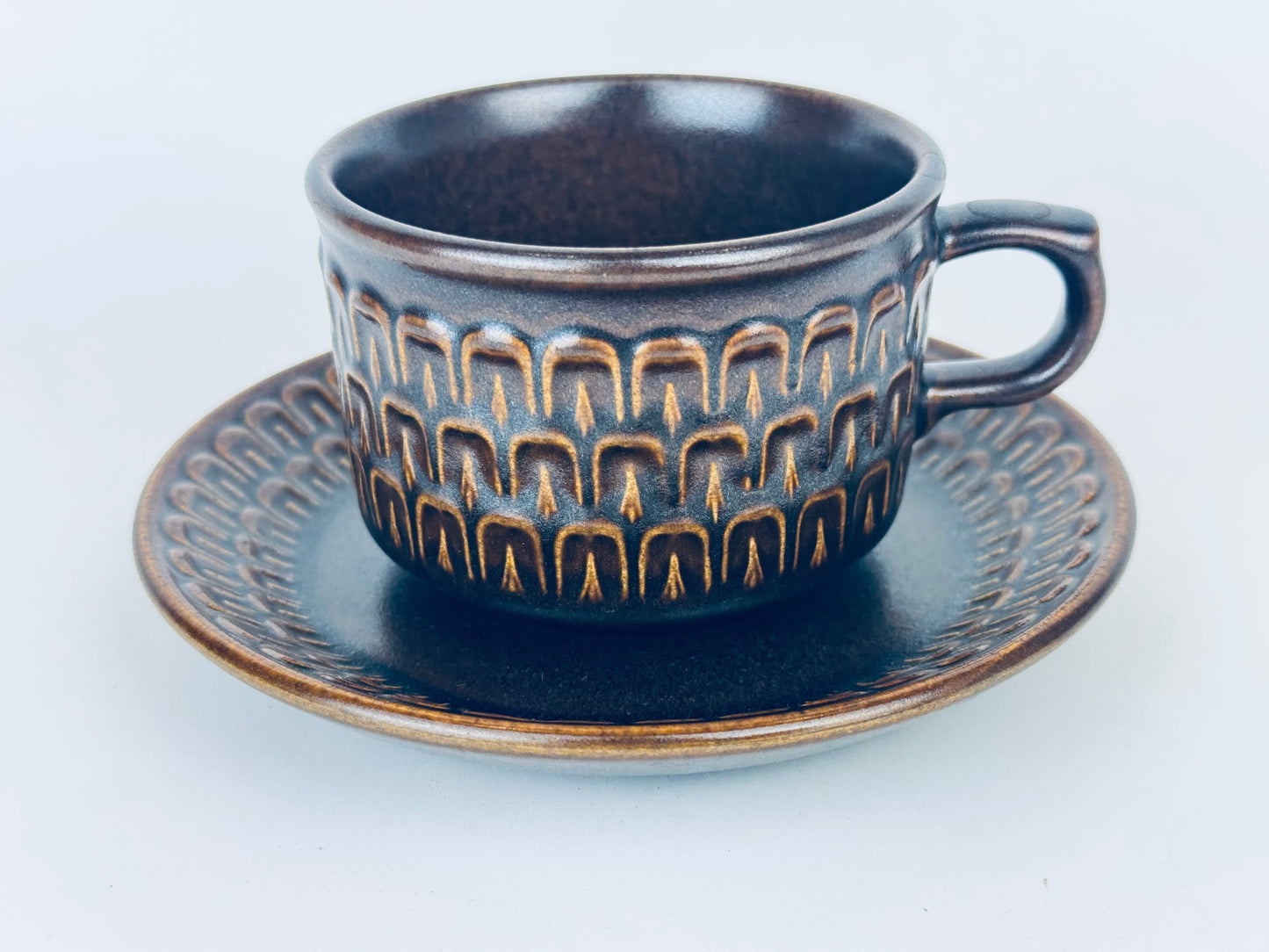 Assiette soucoupe et bol de rechange Wedgwood marron vintage motif « PENNINE » anglais - Fabriqué en Angleterre - Vendu séparément