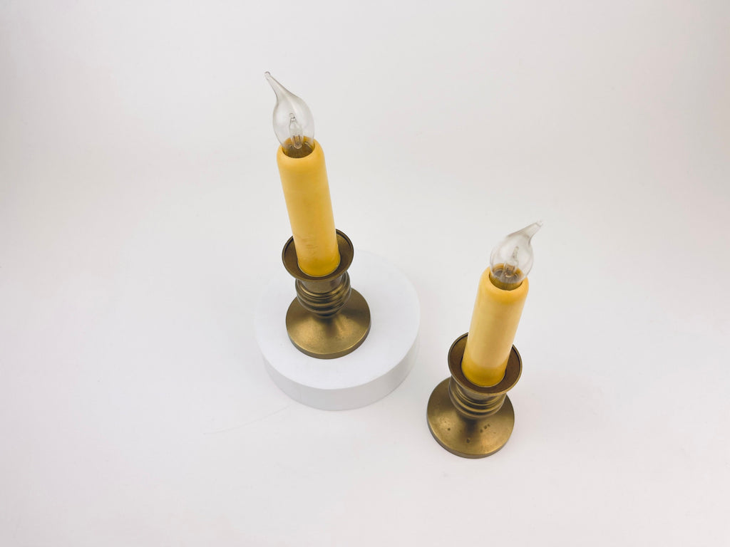 Product image for 'vintage tabletop brass electric candle holders set of two 2 attractive aged metal patina' (view 23ef6e)