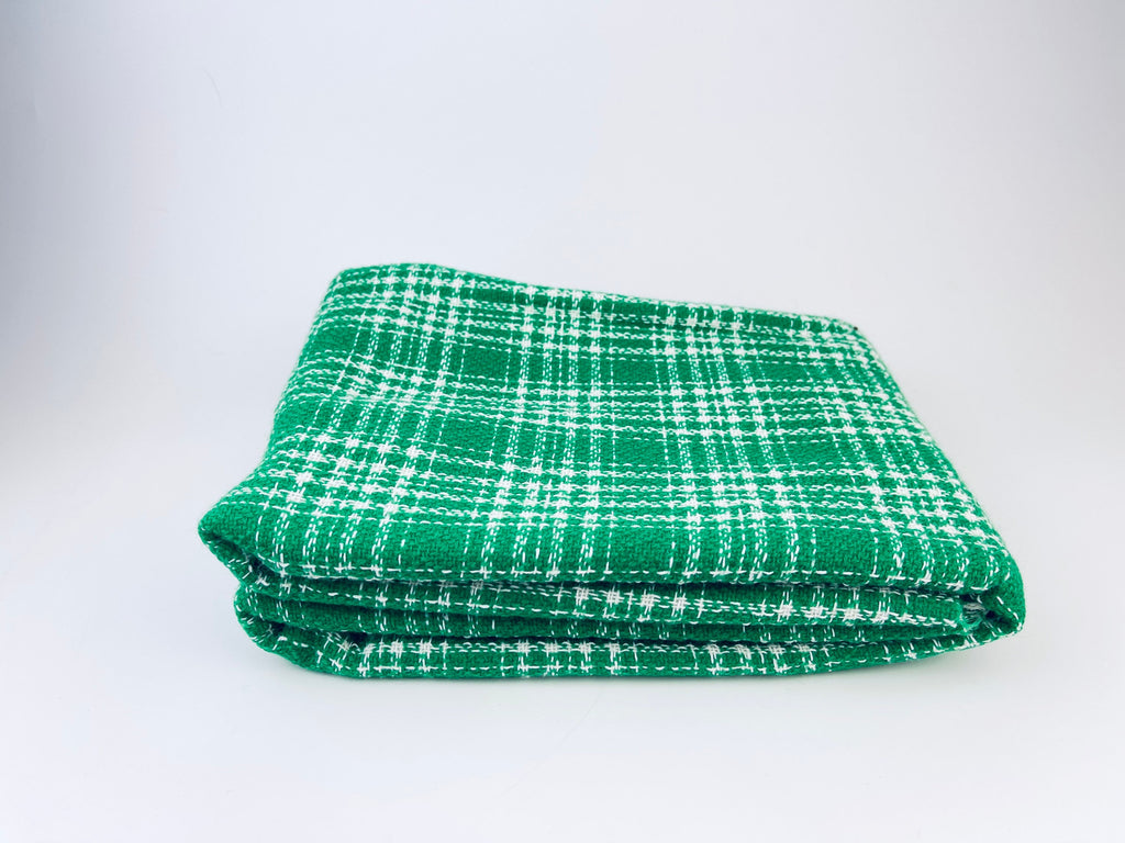 Product image for 'vintage green white plaid fabric 42 x 60' (view 45dbbe)