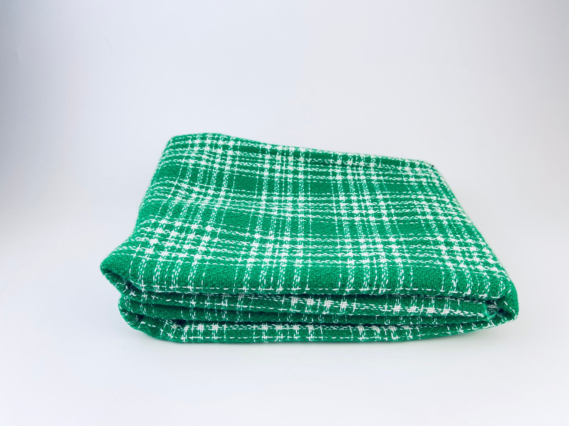 Product image for 'vintage green white plaid fabric 42 x 60' (view 45dbbe)