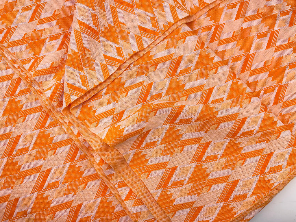 Product image for 'vintage orange white diamond polyester stretch fabric 45 x 62' (view 0b09c6)