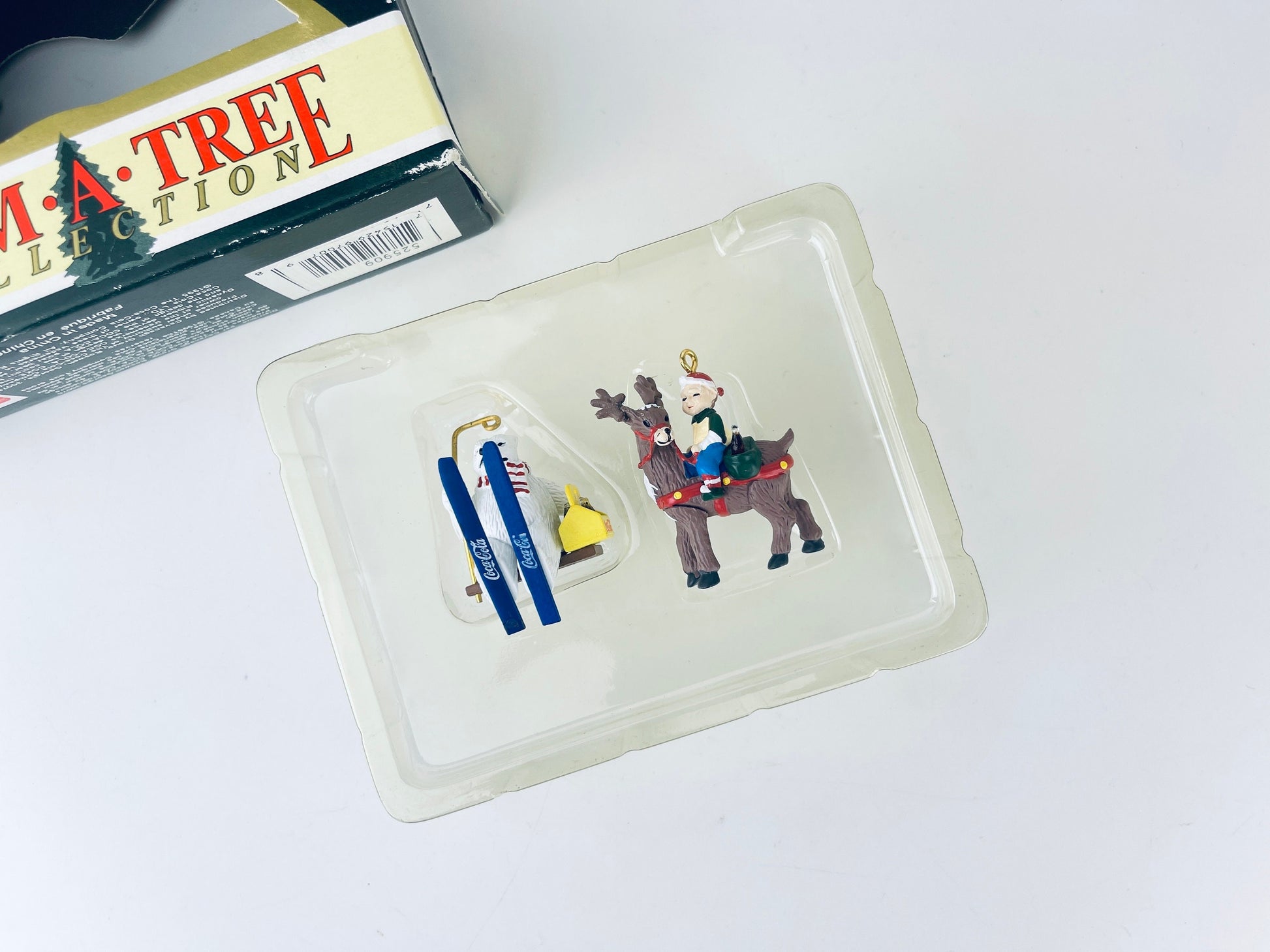 Product image for 'vintage coca cola christmas tree ornaments trim a tree collection 1996 set of two 2 skiing bear elf reindeer' (view e7fdd7)