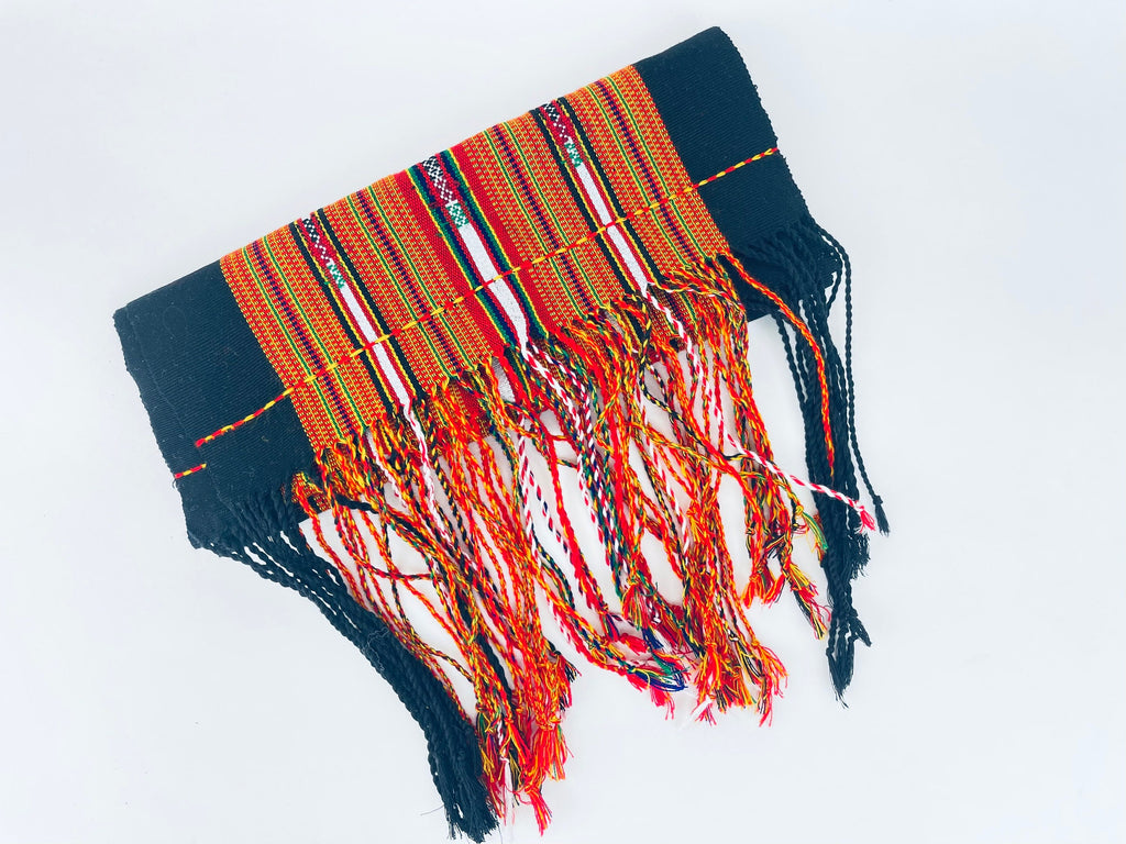 Product image for 'vintage 70s rectangular striped fringe table runner' (view dbb6df)