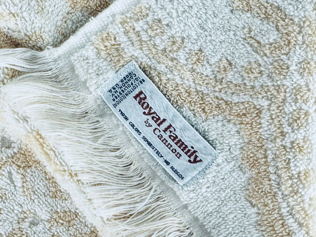 Product image for 'vintage royal family cannon rectangular beige white floral fringe bath towel made in usa cotton polyester blend sold separately' (view 67d077)