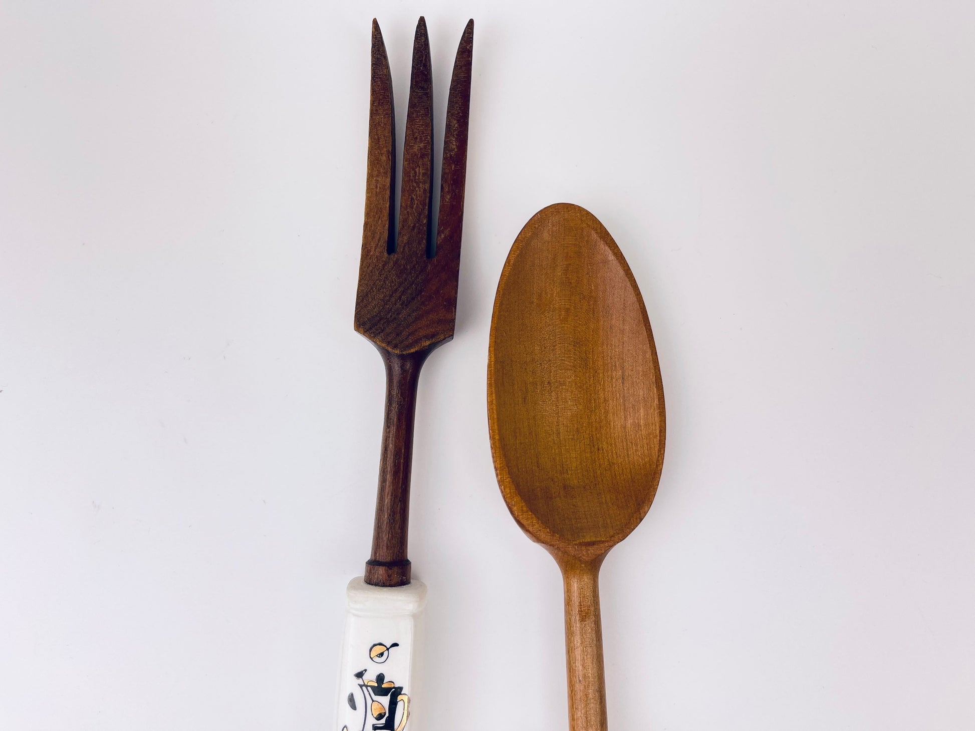 Product image for 'vintage mcm wood ceramic serving utensils made in japan' (view 0063db)