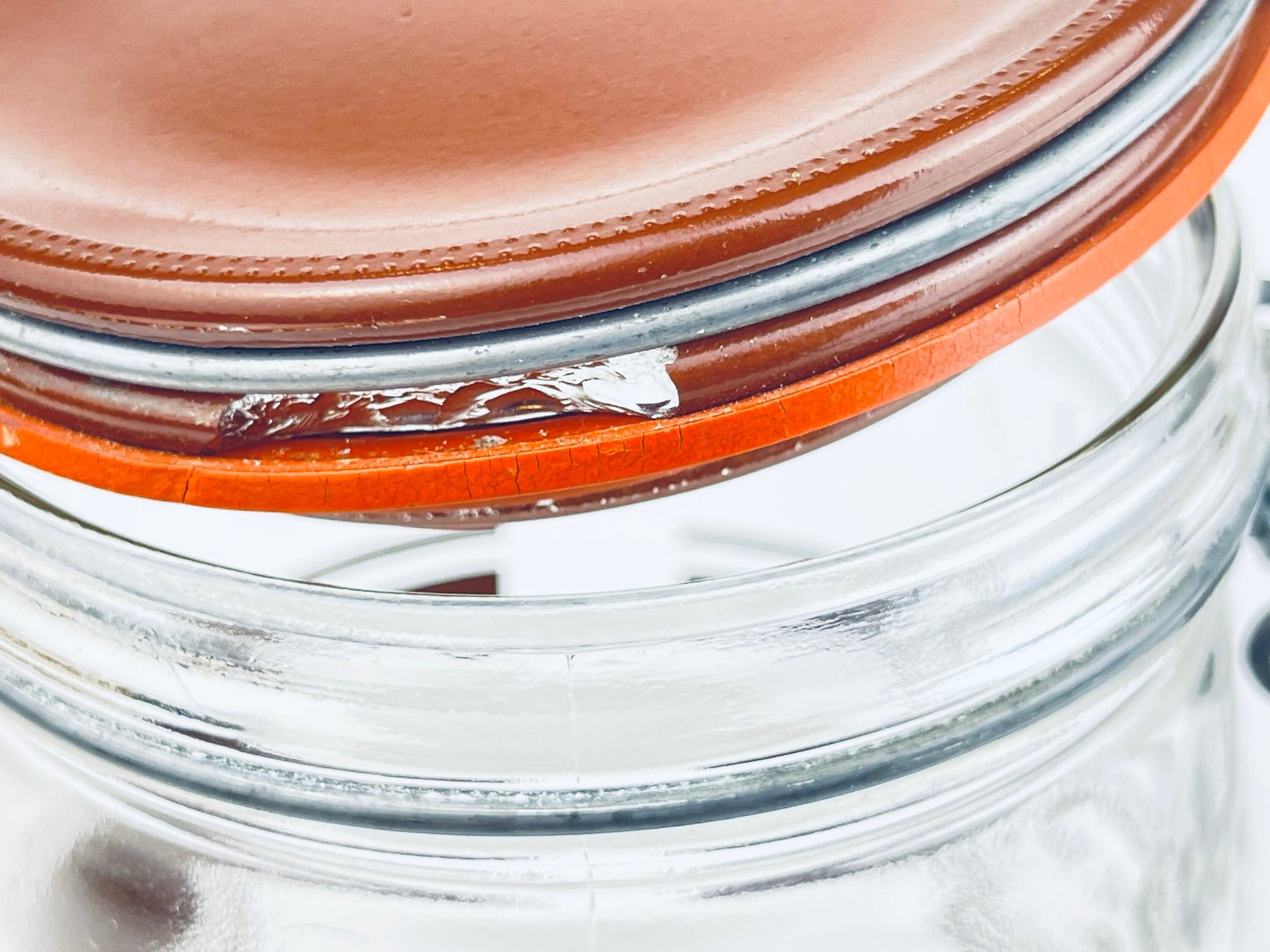 Product image for 'vintage brown striped glass canister set 1980s kitchen storage with orange seals' (view 33f851)