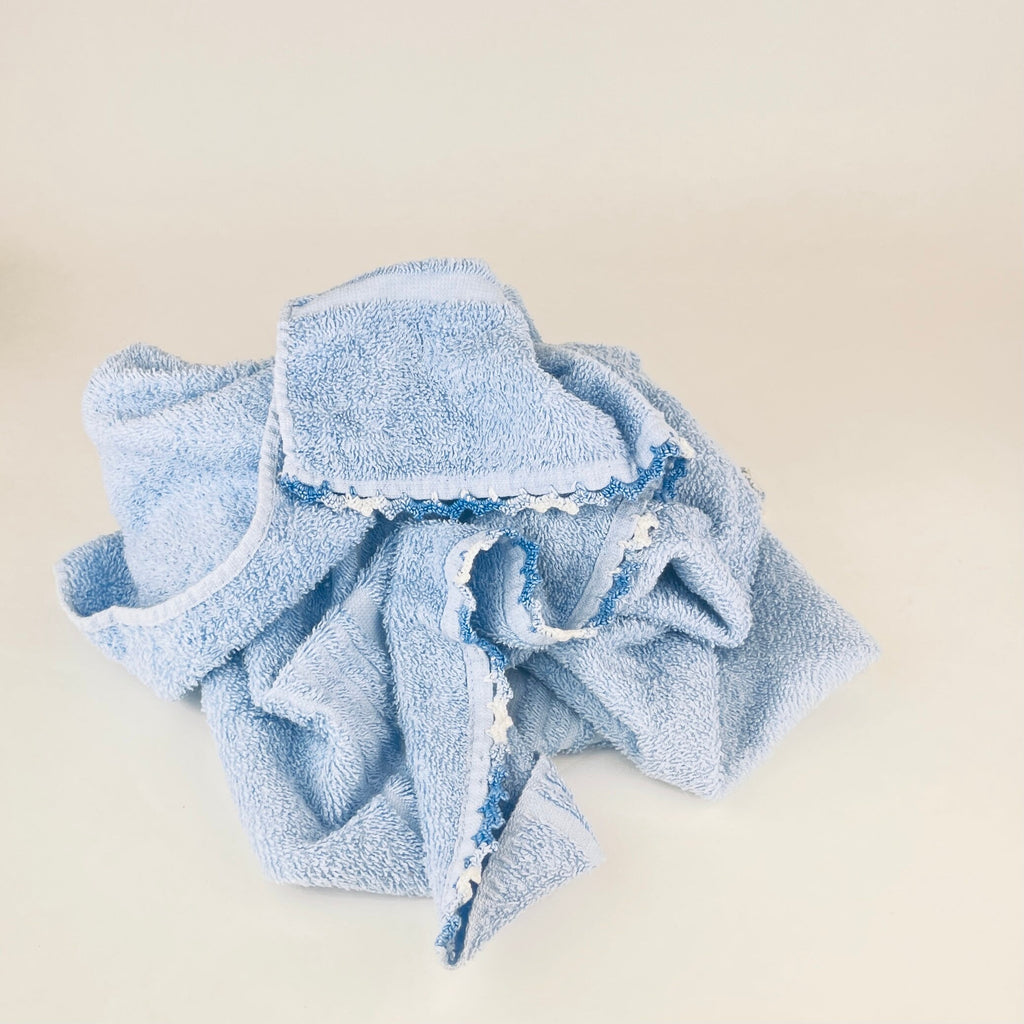 Product image for 'vintage martex light blue cotton hand bath towel set crochet trim usa made set of 3' (view 0c4a23)