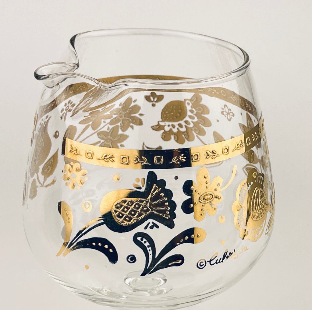 Product image for 'vintage culver tyrol gold chantilly floral martini cocktail glass pitcher barware decanter' (view ccaafe)