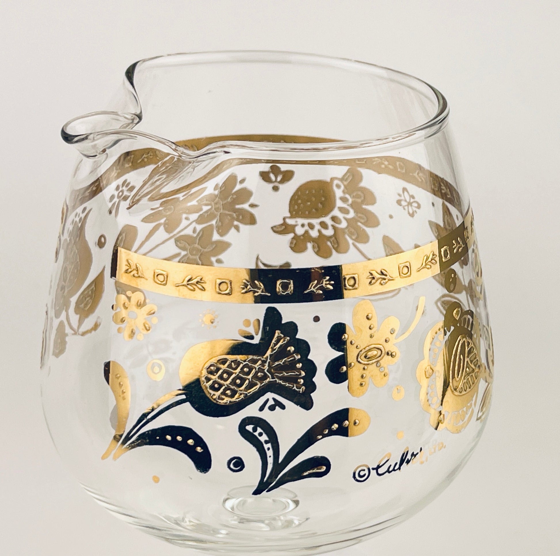 Product image for 'vintage culver tyrol gold chantilly floral martini cocktail glass pitcher barware decanter' (view ccaafe)