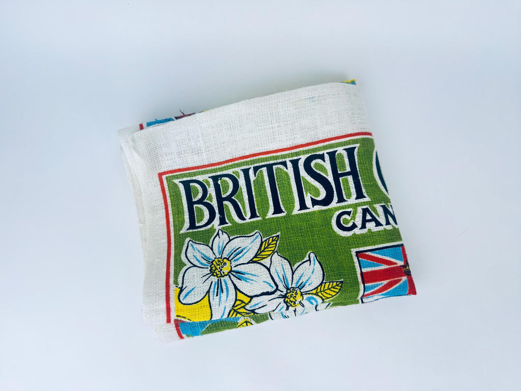 Product image for 'vintage 1960s british columbia linen tea towel hand printed canadian souvenir' (view 7f5b61)