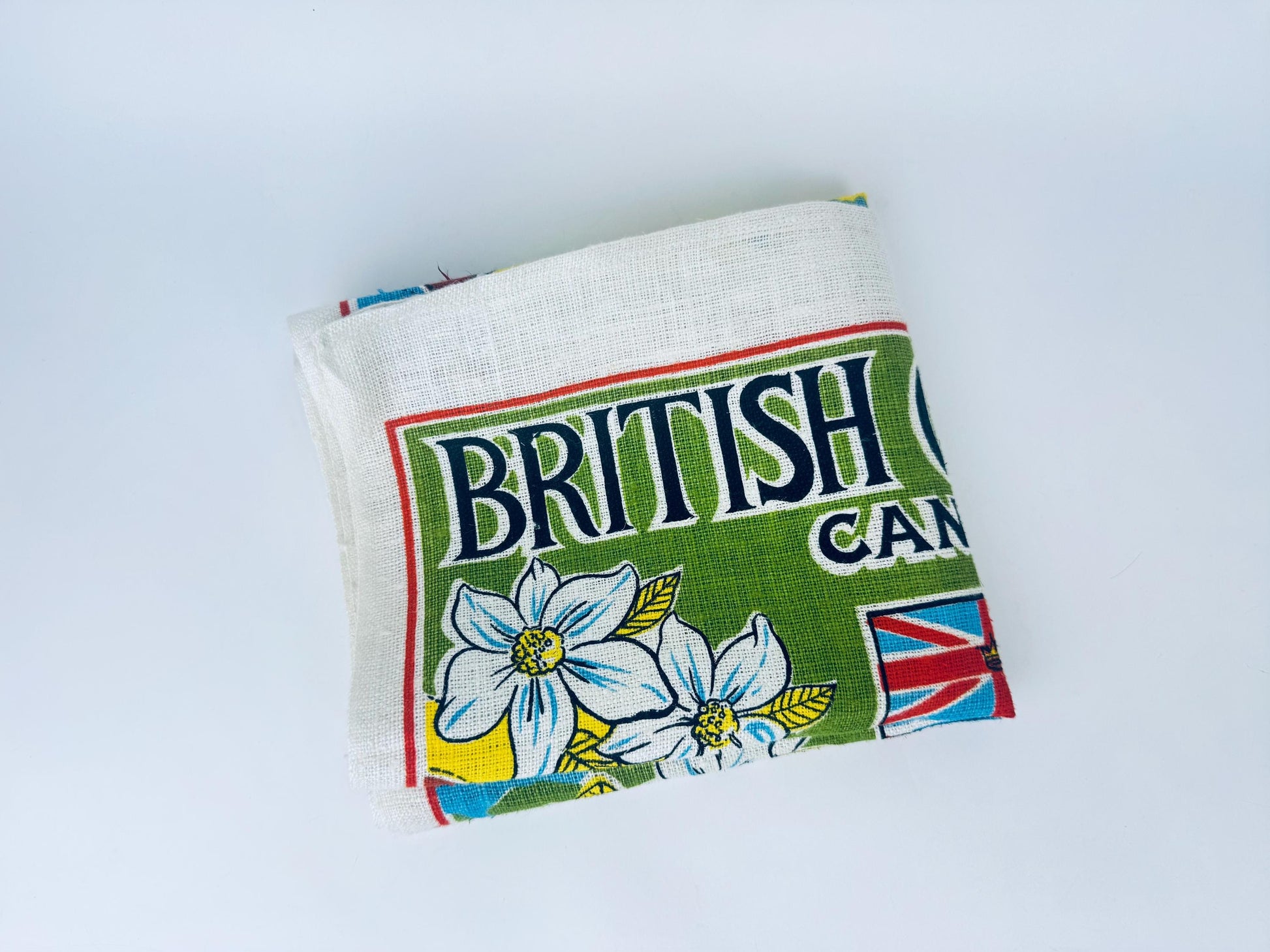 Product image for 'vintage 1960s british columbia linen tea towel hand printed canadian souvenir' (view 7f5b61)