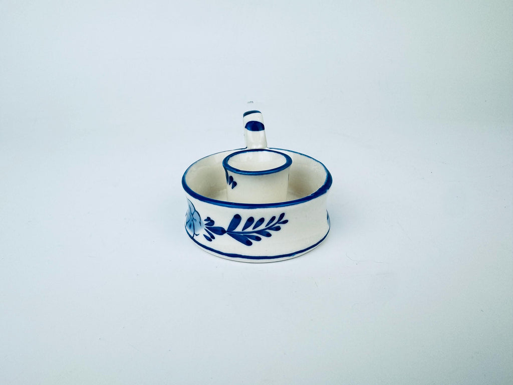 Product image for 'vintage hand painted delft blue chamber candlestick holder' (view dfce5a)