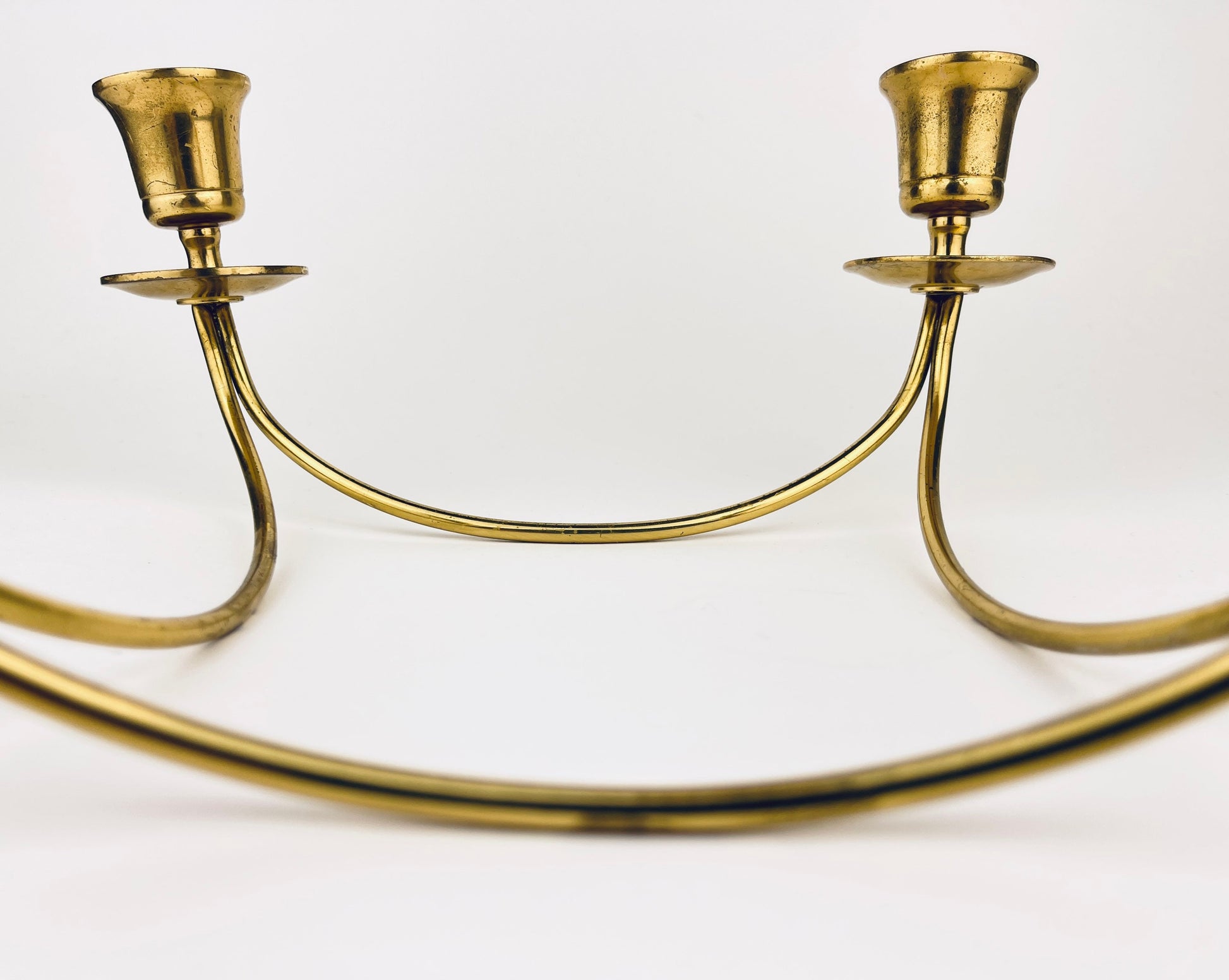 Product image for 'vintage solid brass 4 arm candlestick holder' (view 93077a)