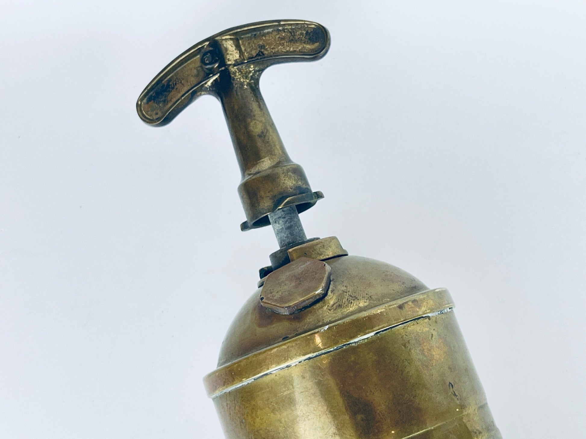 Product image for 'vintage antique brass pump fire extinguisher attractive aged metal patina' (view 86dd47)