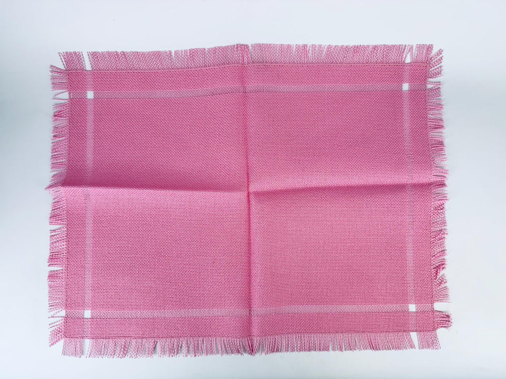 Product image for 'vintage bright pink fringe style rectangular place mats set of six 6' (view 2af09d)