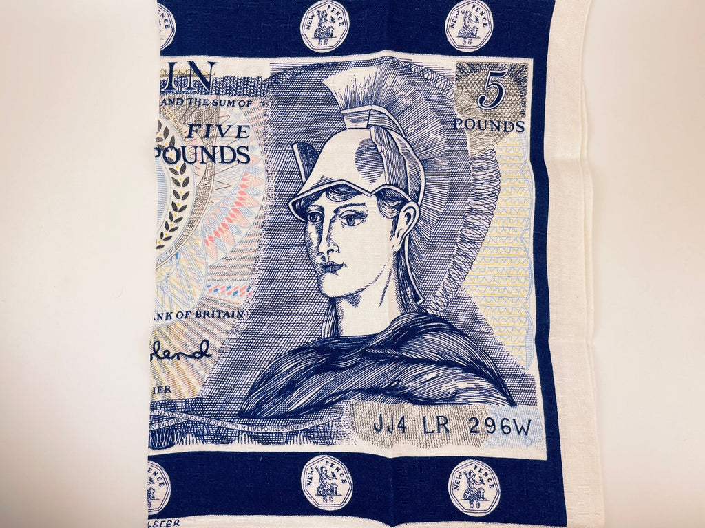 Product image for 'vintage 1960s bank of britain 5 irish linen tea towel ulster weavers statement textile' (view 7d26f0)