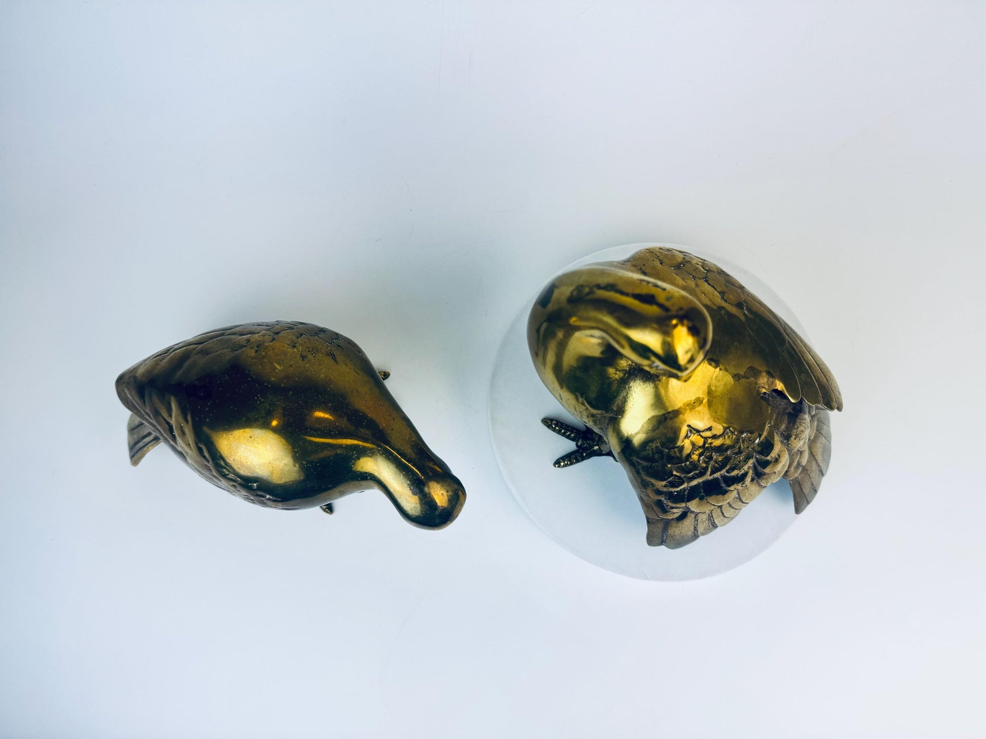 Product image for 'vintage solid brass figurine birds sculpture set of two 2' (view f25c25)
