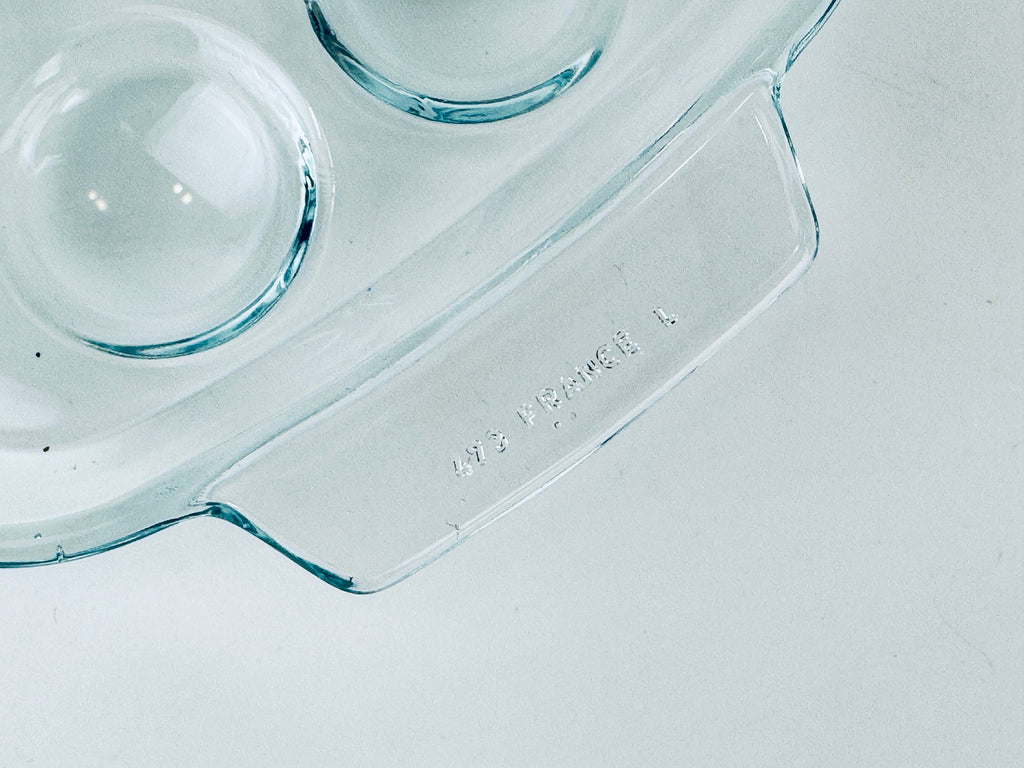 Product image for 'vintage pyrex clear glass escargot snail devilled egg plates 473 set of two 2 made in france' (view 658c6d)