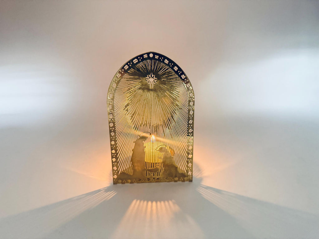 Product image for 'vintage gold plated brass christmas candleholder mary joseph jesus' (view 535ca0)