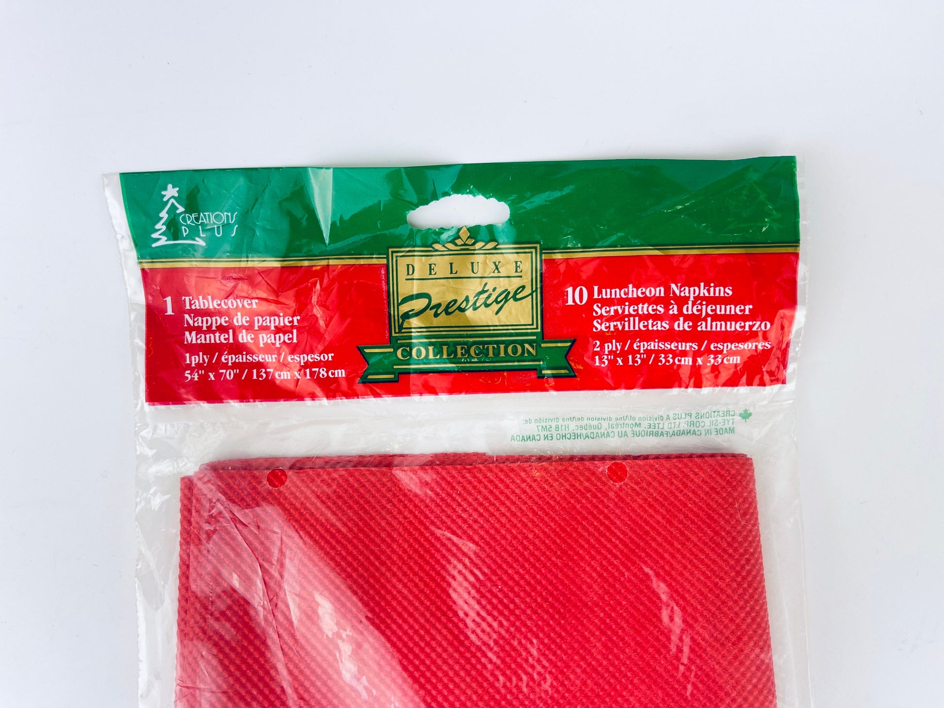 Product image for 'vintage rectangular paper christmas tablecloth napkin set 54 x 70 new old stock nos made in canada' (view bec416)