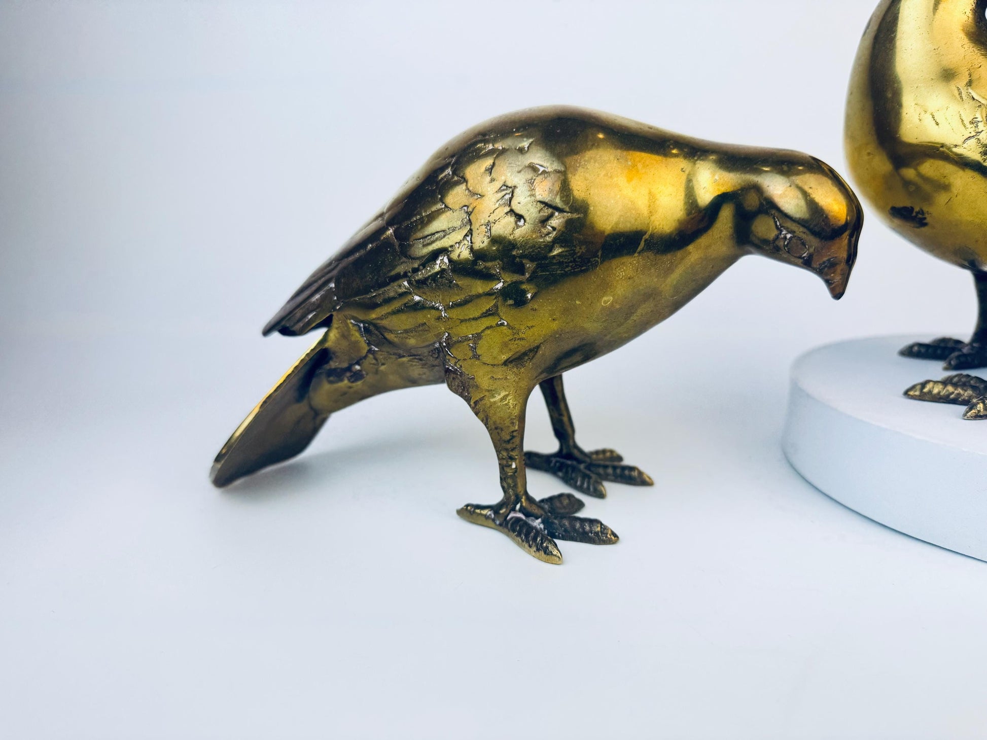 Product image for 'vintage solid brass figurine birds sculpture set of two 2' (view de267a)