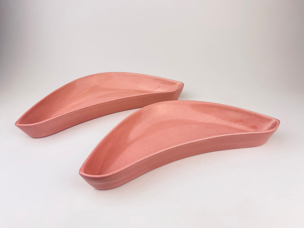 Product image for 'vintage 1950s pink boomerang dishes santa anita ware california mcm atomic ceramic tray set' (view 053228)