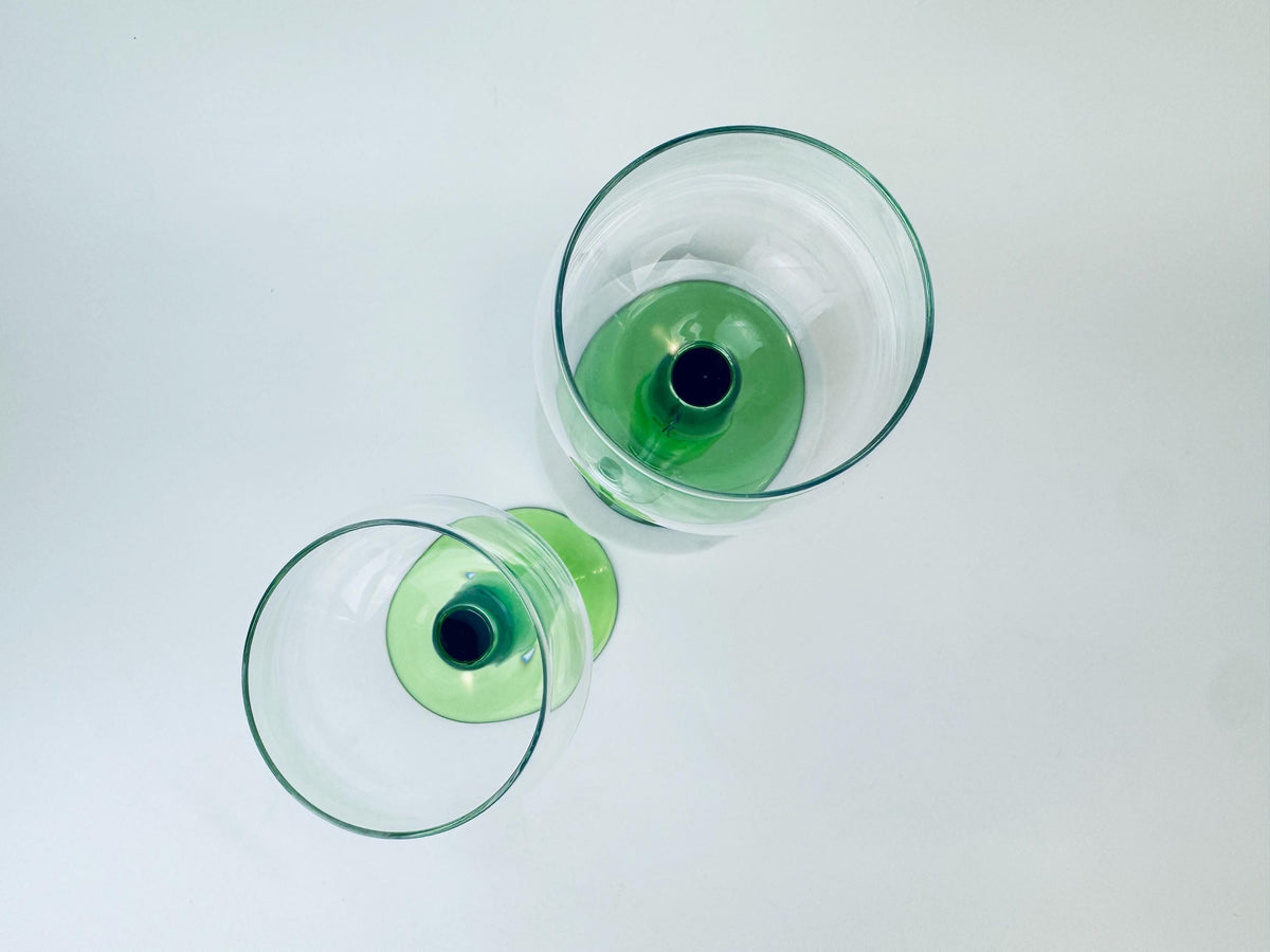 Product image for 'vintage 1970s green stem wine glasses set of 2' (view 9d5cd0)