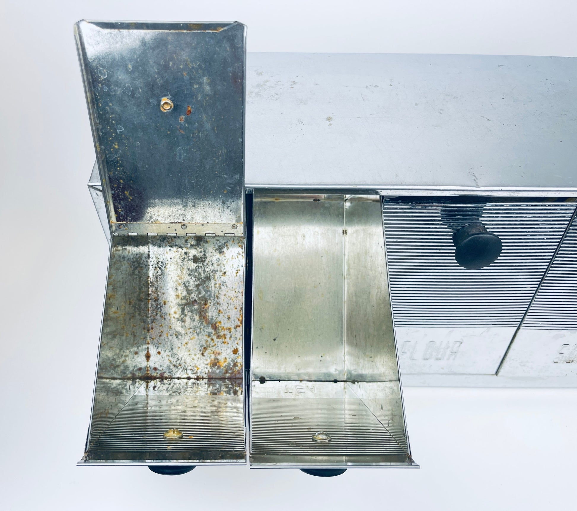 Product image for 'vintage krestline speco products silver metal countertop wall canisters set of four 4 flour sugar coffee tea' (view 0b06b9)