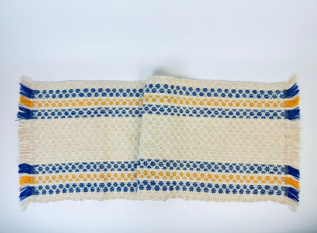 Product image for 'vintage nordic fringe table runner blue gold beige' (view 3ccd16)