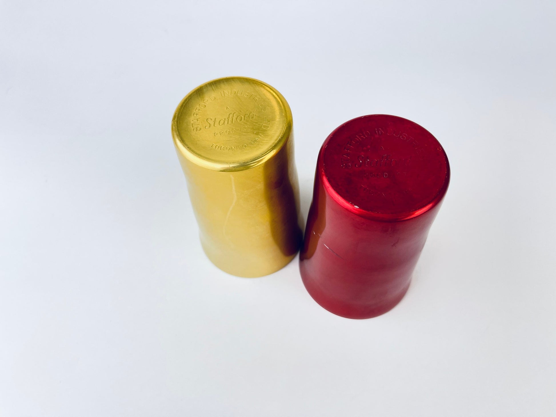 Product image for 'vintage red gold aluminum metal drinking glasses tumbler stafford industries set of two 2' (view 233270)