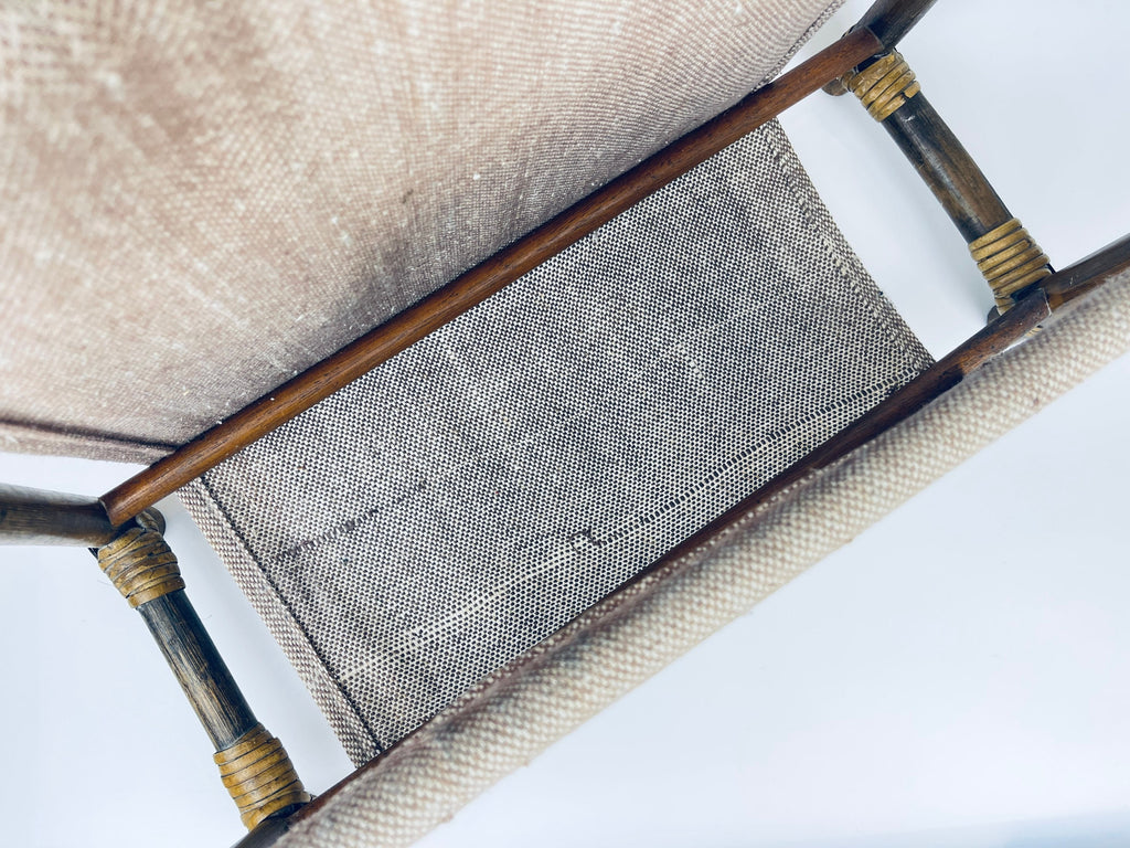 Product image for 'vintage bamboo wicker rattan magazine storage sling beige brown coloured cloth' (view 7715fd)
